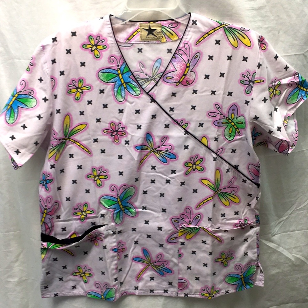 Black star scrubs top ladies sz M